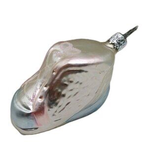 Inge Glas Ornament Baby Shoe Blown Mercury Glass Silver Tone Germany